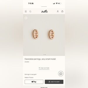 Hermes Farandole earrings, very small model. Rose Gold. New.